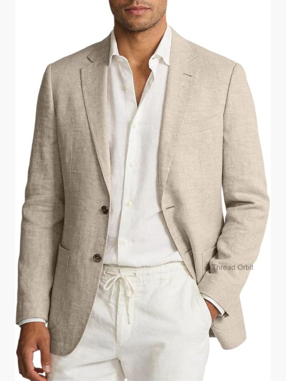 Men's Linen Blend Blazer Lightweight Sport Coat Casual Summer Wedding